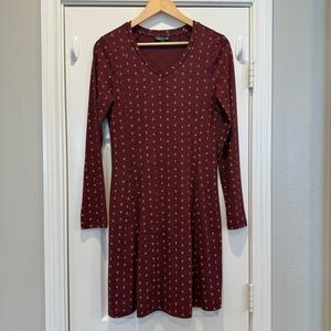 Toad And Co Dress Women’s Small Burgundy Hearts Long Sleeves Pockets Outdoor